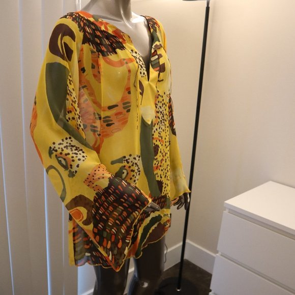 FUZZI Abstract Semi Sheer Tunic Top M NWT - Picture 3 of 6